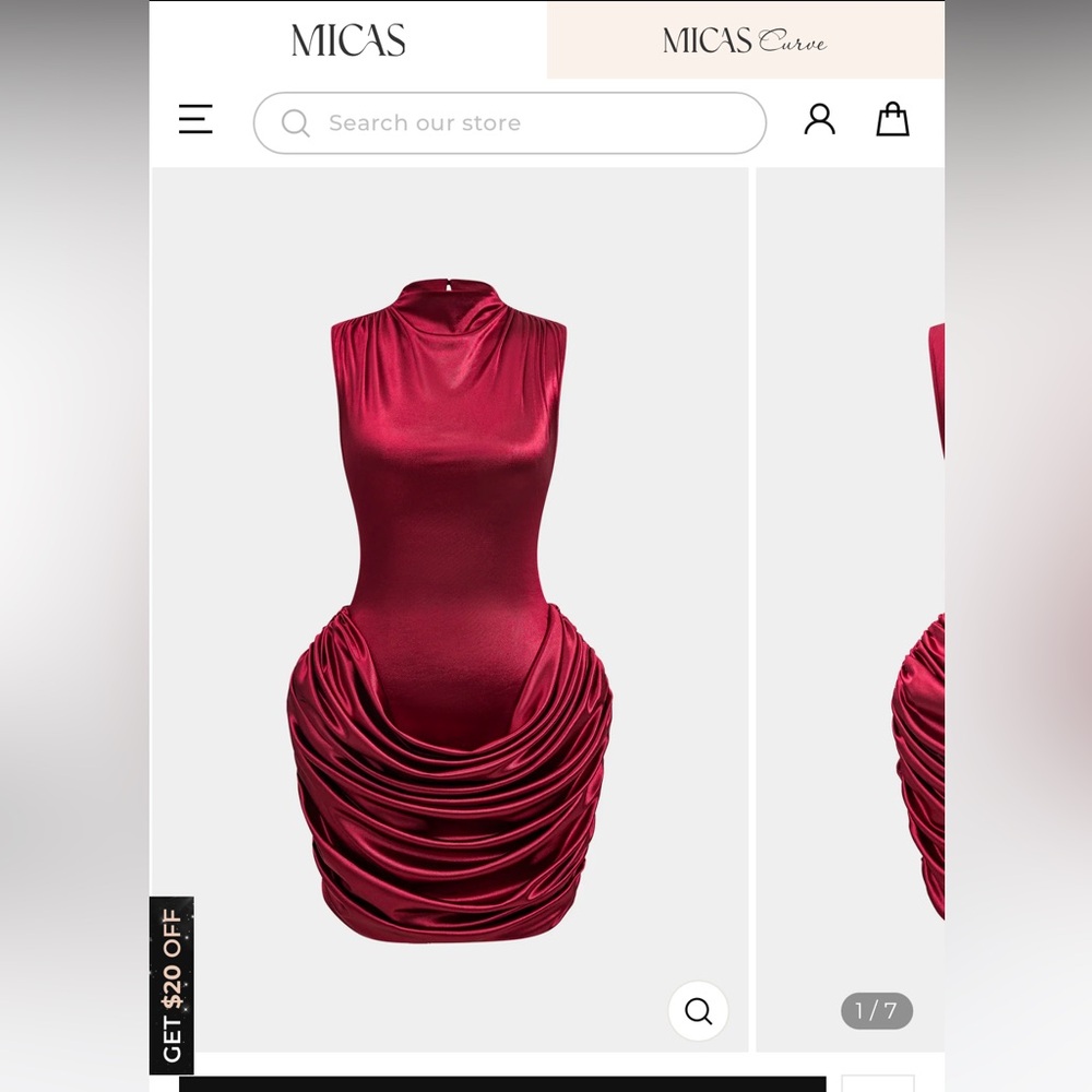 Micas Ruched Sleeveless Mini Dress in burgundy